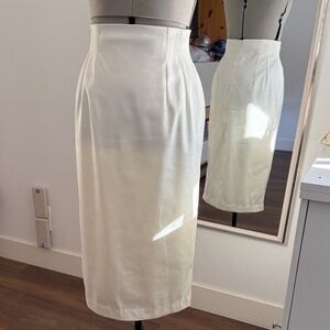 NEW Cream or Off-White Stretch Satin Pencil Skirt S